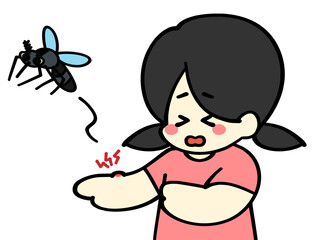 蚊に刺された女の子のイラスト素材