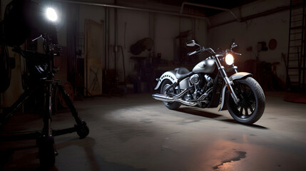 Classic motorcycle on blur background