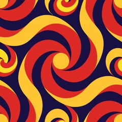 Seamless pattern of swirling and intertwining lines in bold and contrasting colors, Generative AI