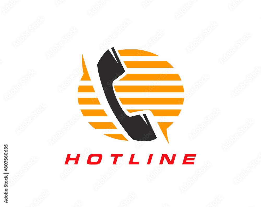 Fototapete call center icon for hotline help and customer support service, vector symbol of telephone receiver.