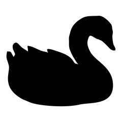 black silhouette of a swan or duck