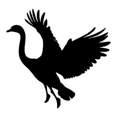 black silhouette of a swan or duck