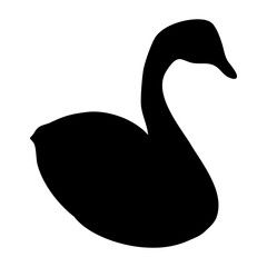 black silhouette of a swan or duck
