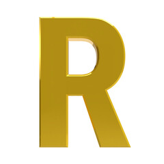 Letter R gold with transparent background
