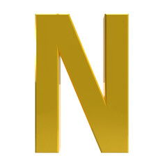 Letter N gold with transparent background