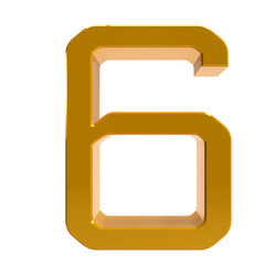 gold number 6 on a transparent background