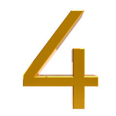 Fototapeta premium gold number 4 on a transparent background