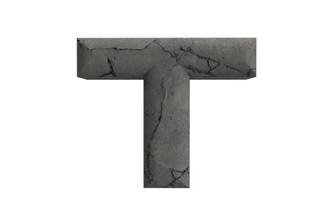 Letter T, 3d stone material