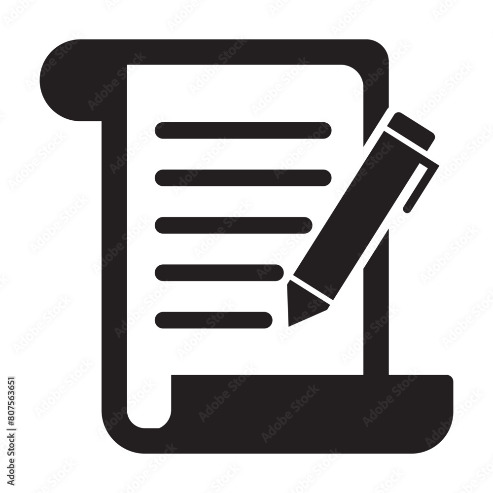 Poster scripts icon. paper and pen icon vector, mobile concept and web design, paper script symbol illustra