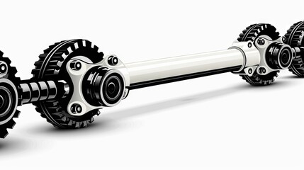 The image shows a close-up of a car's axle with the wheels removed