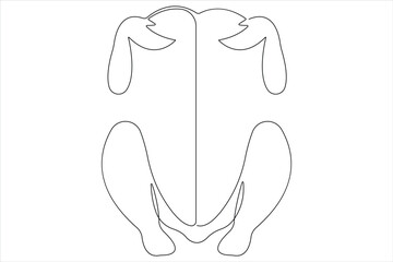 Whole chicken turkey meat continuous one line art drawing of vector