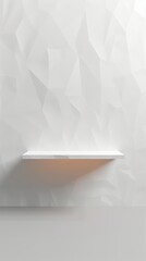 White floating shelf on a white textured background.