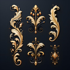 Digital technology baroque design element icon