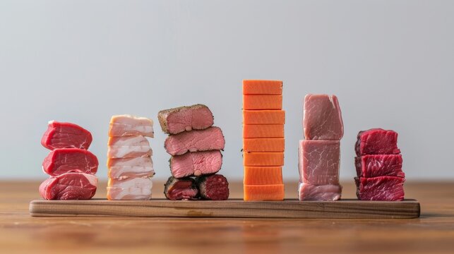 A bar chart showing a decline in traditional meat consumption and a rise in cultured meat consumption over time