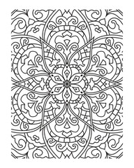 Adult coloring page rounded mandala outline flower coloring page stress relief