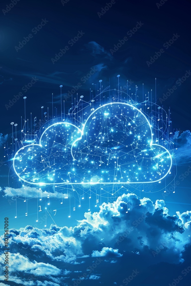Fototapete  Cloud Analytics. Concept DevOps, Data Symphony, Cloud Analytics.