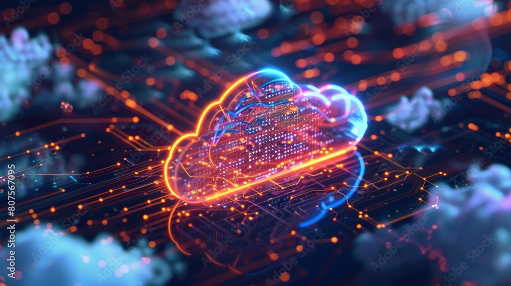 Aufkleber cloud analytics. concept devops, data symphony, cloud analytics.