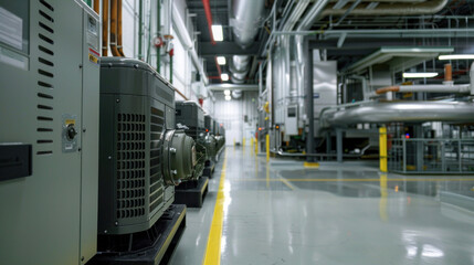 Adjacent to the factory, the compressor unit of the air conditioning system whirs to life with a reassuring hum, HVAC infrastructure.