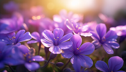 violet flowers in the morning light
