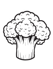 Illustration Coloring draw vegetable broccoli black and white version good for kids