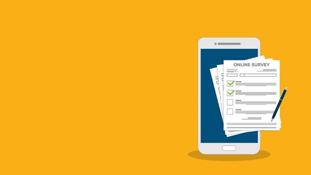 Online survey. Customer feedback. Checklist browser window on a mobile phone . Choice, survey concepts.