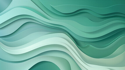 Sleek abstract design with gradient wave patterns in shades of jade  mint