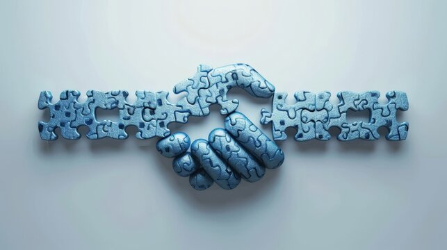 A handshake formed from puzzle pieces, emphasizing the collaborative effort behind an agreement