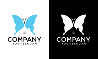 Creative modern Butterfly house logo template. Vector illustration. butterfly and house vector logo graphic modern