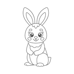 Cute little bunny. Coloring page for kids. 