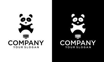Creative Illustration Vector graphic of the Panda Lamp logo, The combination of lights and pandas
