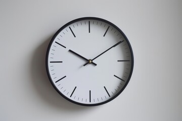 A minimalist clock with a single hand rotating on a clean, white face
