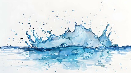 Watercolor water illustrations and splashes