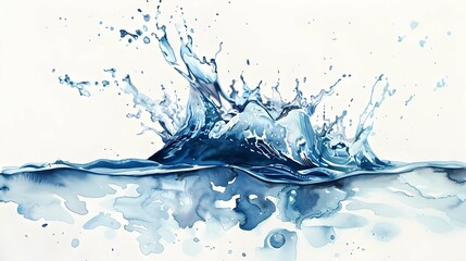 Watercolor water illustrations and splashes