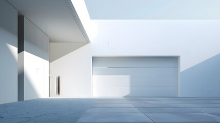Obraz premium View of the garage door in an elegant suburban home