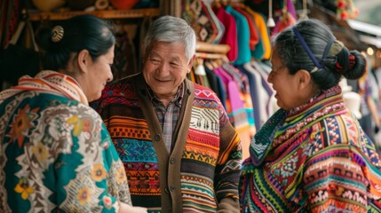 Cultural Exchange, Passengers interacting with local artisans at a port stop, buying handicrafts and learning about local traditions.