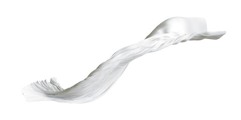 white fabric cloth flowing on wind, wave flying movement, 3d rendering