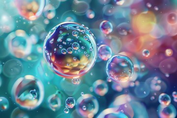 Naklejka premium A single drop of water exploding into a kaleidoscope of healthy cells, emphasizing the importance of hydration for health