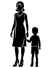 Mom and child silhouette vector illustration on a white background