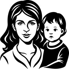Mom and child silhouette vector illustration on a white background