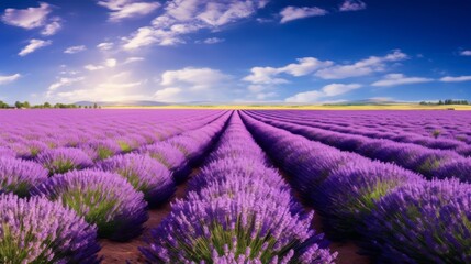lavender field on a bright sunny day 