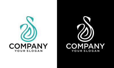Creative Initial letter S swan logo design. Vector illustration of initial letter s to form the wings and head of a goose icon design. Modern logo design with wordmark style.