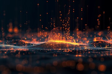 Fototapeta premium Network Grid with Secure Connection Indicators