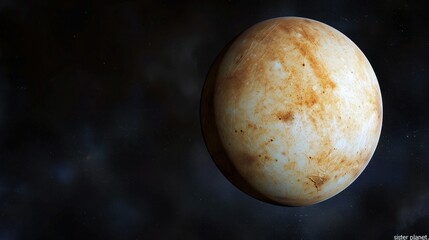 Venus, the second planet from the Sun, shrouded in thick clouds and known as Earth's. 