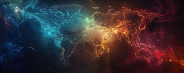 A world map with glowing lines connecting different populations, symbolizing the global implications of genetic editing