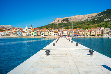 baska, croatia, 29 april 2024, view from the harbour to the village