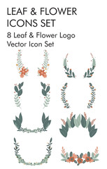 Obraz premium leaf and flower decoration icon set 