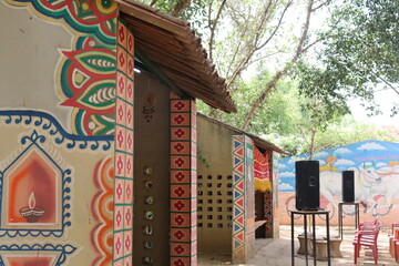 Old traditional style clay rajathani houses made of clay