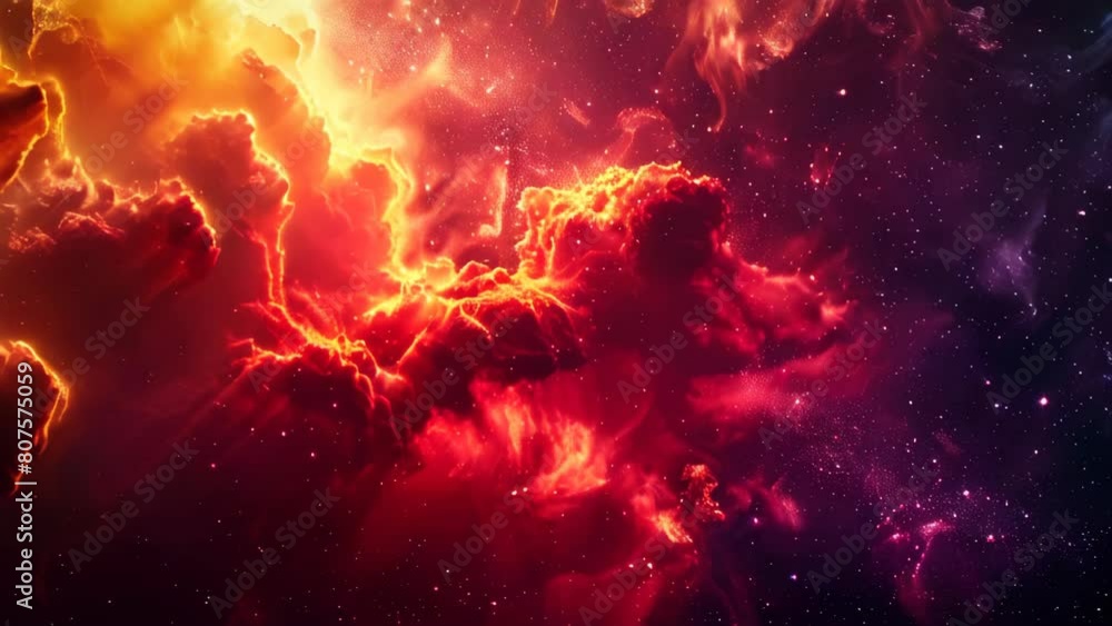 Poster an amazing nebula with colorful clouds and stars in deep space