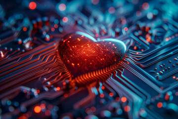 Printed Circuit Board with Electronic Heart Symbol of love