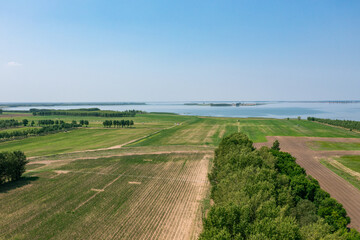 Aerial photography of riverside wetland grassland